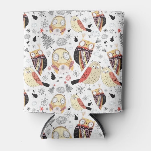 Textuur grappige uil blikjeskoeler (Voorkant)