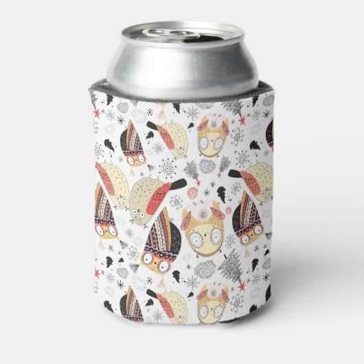 Textuur grappige uil blikjeskoeler (Blikje Achterkant)