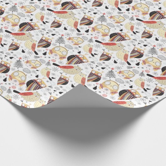 Textuur grappige uil cadeaupapier (Hoek)