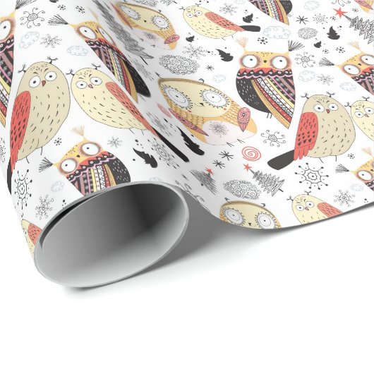 Textuur grappige uil cadeaupapier (Rol Hoek)