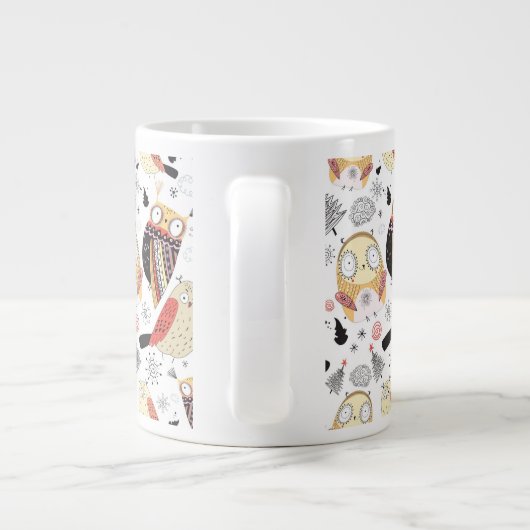 Textuur grappige uil jumbo beker (Achterkant)