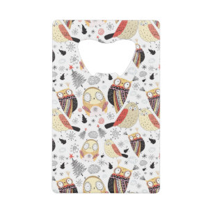 Textuur grappige uil kredietkaart flessenopener