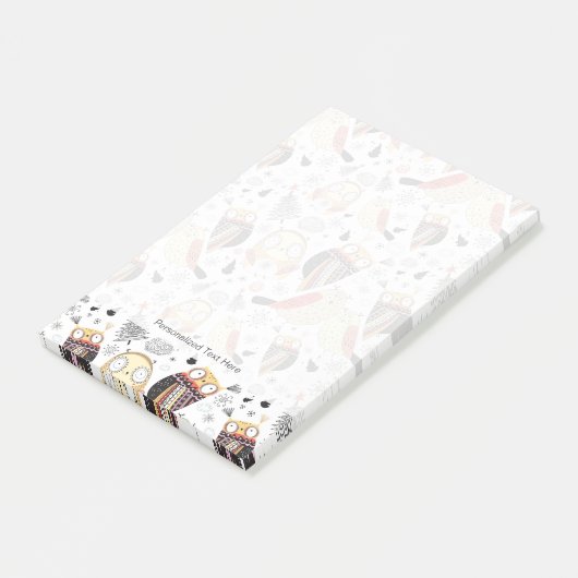 Textuur grappige uil post-it® notes (Schuin)