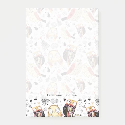Textuur grappige uil post-it® notes (Voorkant)