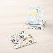 Textuur grappige uil vierkante kartonnen onderzetter (Insitu)