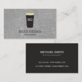 Textuur grijs met bier met monogram visitekaartje (Voorkant / Achterkant)