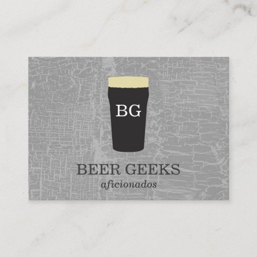 Textuur grijs met bier met monogram visitekaartje (Voorkant)