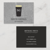 Textuur grijs met bier met monogram visitekaartje (Voorkant / Achterkant)