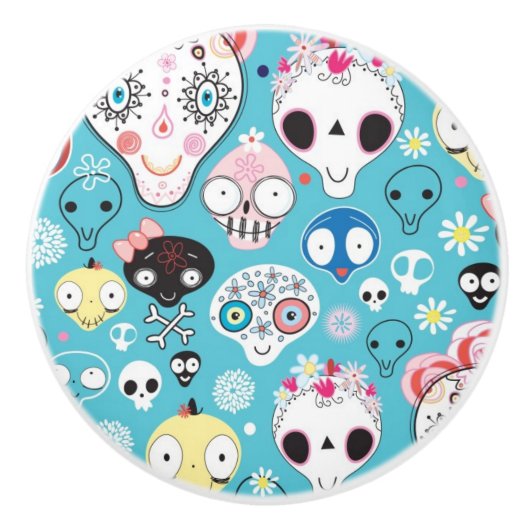 Textuur lachschedel keramische knop (Voorkant)