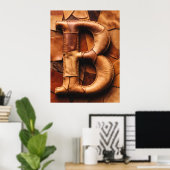 Textuur Leer Patchwork “B” Monogram Poster (Thuiskantoor)
