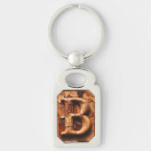 Textuur Leer Patchwork “B” Monogram Sleutelhanger (Voorkant)