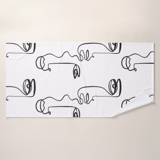 Textuur met abstract vlakken. One continuous line  Badhanddoek (Badhanddoek)