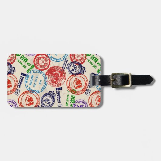 Textuur met echte stempels. bagagelabel (Voorkant horizontaal)