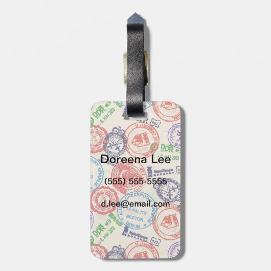 Textuur met echte stempels. bagagelabel (Achterkant verticaal)