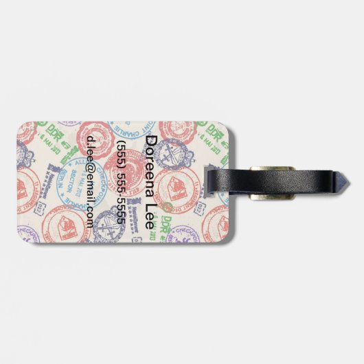 Textuur met echte stempels. bagagelabel (Achterkant horizontaal)