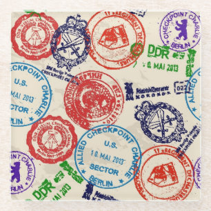 Textuur met echte stempels. glazen onderzetter