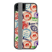 Textuur met echte stempels. incipio iPhone portemonnee hoesje (Agenda Achterkant)