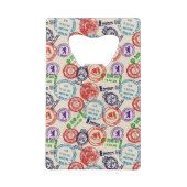 Textuur met echte stempels. kredietkaart flessenopener (Achterkant)