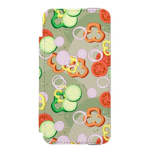 Textuur met plakjes groenten incipio iPhone portemonnee hoesje (Voorkant Agenda)