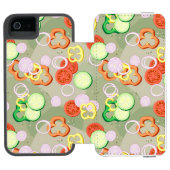 Textuur met plakjes groenten incipio iPhone portemonnee hoesje (Agenda Open)