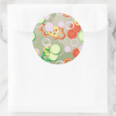 Textuur met plakjes groenten ronde sticker (Tas)