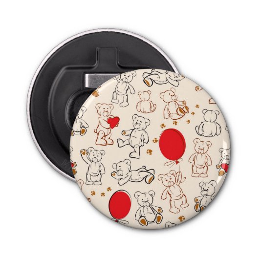 Textuur met Teddy Bears Button Flesopener (Voorkant)