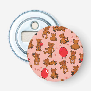 Textuur met Teddy Bears, Hearts Button Flesopener