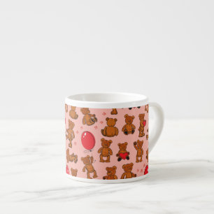 Textuur met Teddy Bears, Hearts Espresso Kop