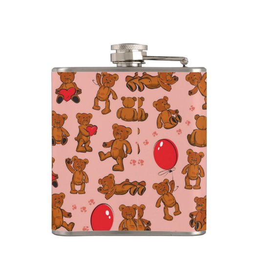 Textuur met Teddy Bears, Hearts Heupfles (Achterkant)