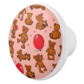 Textuur met Teddy Bears, Hearts Keramische Knop (Rechts)