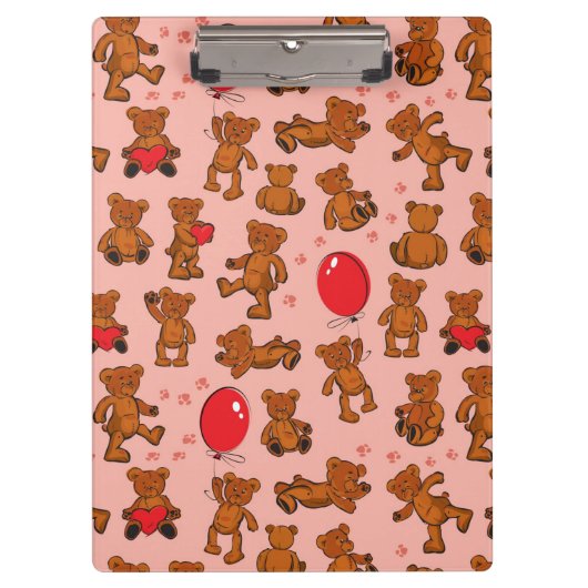 Textuur met Teddy Bears, Hearts Klembord (Voorkant)