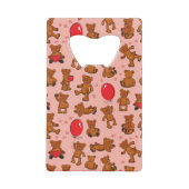 Textuur met Teddy Bears, Hearts Kredietkaart Flessenopener (Voorkant)