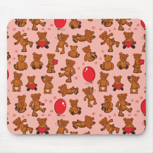 Textuur met Teddy Bears, Hearts Muismat (Voorkant)