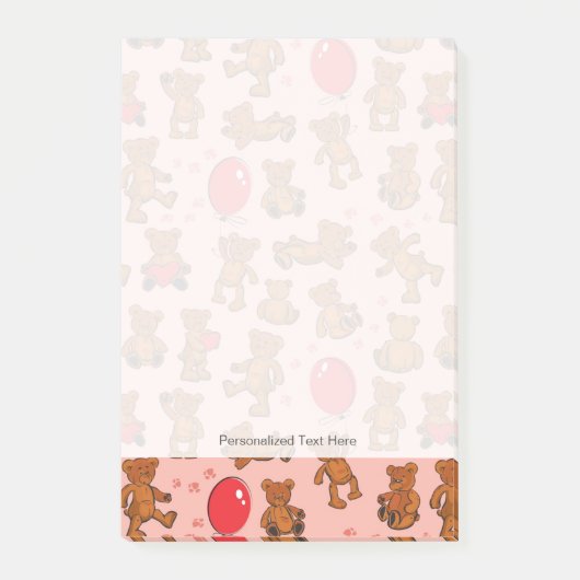 Textuur met Teddy Bears, Hearts Post-it® Notes (Voorkant)