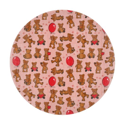 Textuur met Teddy Bears, Hearts Snijplank (Voorkant)
