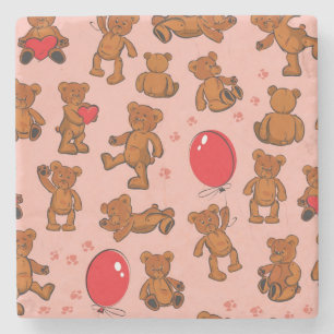 Textuur met Teddy Bears, Hearts Stenen Onderzetter