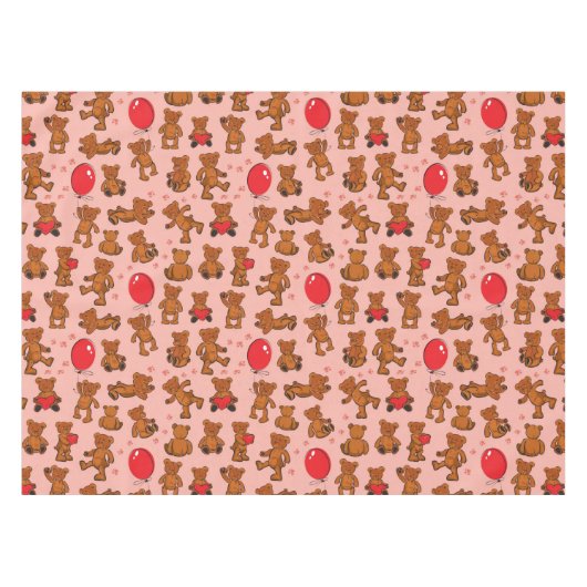Textuur met Teddy Bears, Hearts Tafelkleed (Voorkant (Horizontaal))