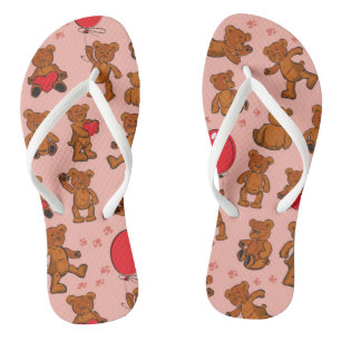 Textuur met Teddy Bears, Hearts Teenslippers
