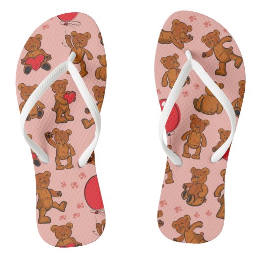 Textuur met Teddy Bears, Hearts Teenslippers (Voetbed)