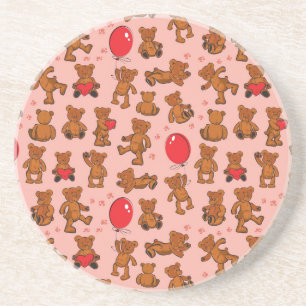Textuur met Teddy Bears, Hearts Zandsteen Onderzetter