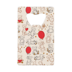 Textuur met Teddy Bears Kredietkaart Flessenopener