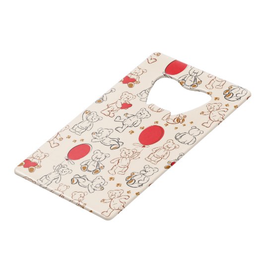 Textuur met Teddy Bears Kredietkaart Flessenopener (Achterkant Gekanteld)