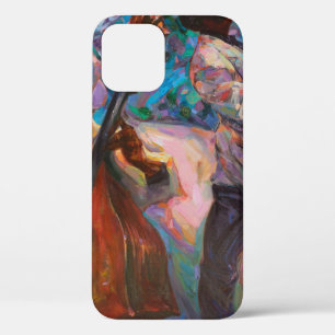 textuur, olieverschildering, kunst, jazz, blauwe p iPhone 12 hoesje