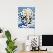 Textuur Polar Beer schilderij Poster (Thuiskantoor)