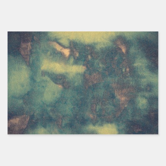 Textuur Rustic  Groen Bruin Blauwgroen Abstract Inpakpapier Vel (Voorkant 2)