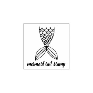 Textuur schets Zeemeermin staart Rubberstempel