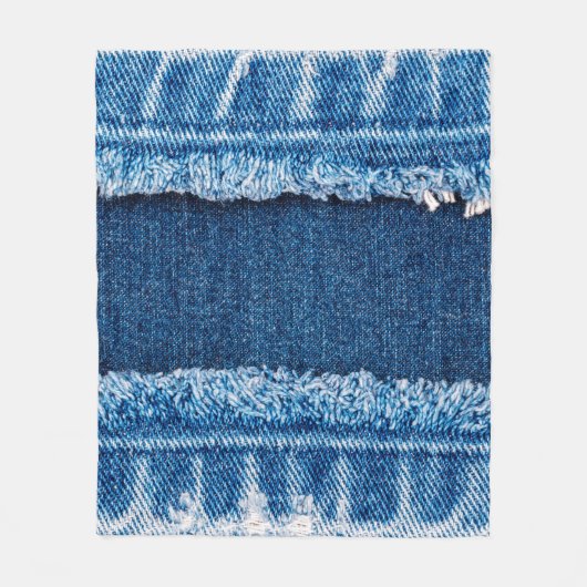 textuur van blauwe denim jeans fleece deken (Voorkant)