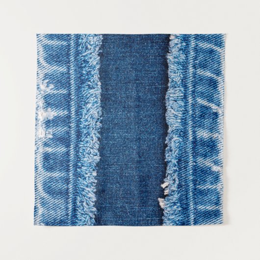 textuur van blauwe denim jeans wandkleed (Voorkant (horizontaal))