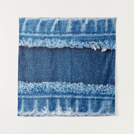 textuur van blauwe denim jeans wandkleed (Voorkant)