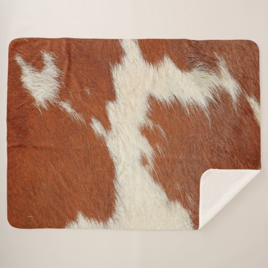 textuur van bruin en wit koeienhuid sherpa deken (Voorkant (horizontaal))